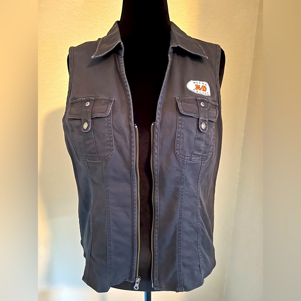 Harley Davidson Vest - Black Denim full zip